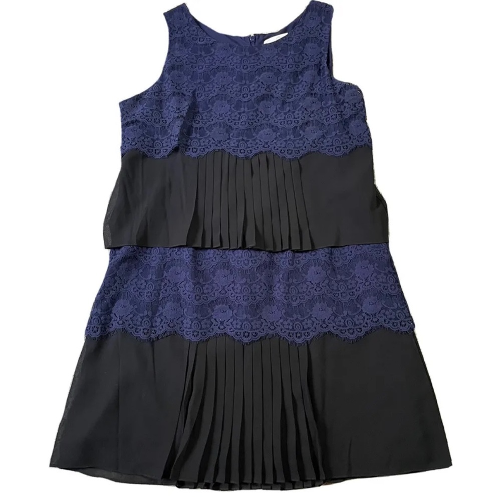 14 - Women's JESSICA SIMPSON Black Navy Tiered Shift Dress Cocktail Party Lace